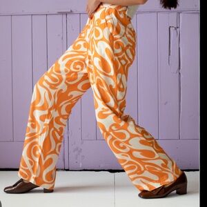 Orange and White swirl pattern Pants